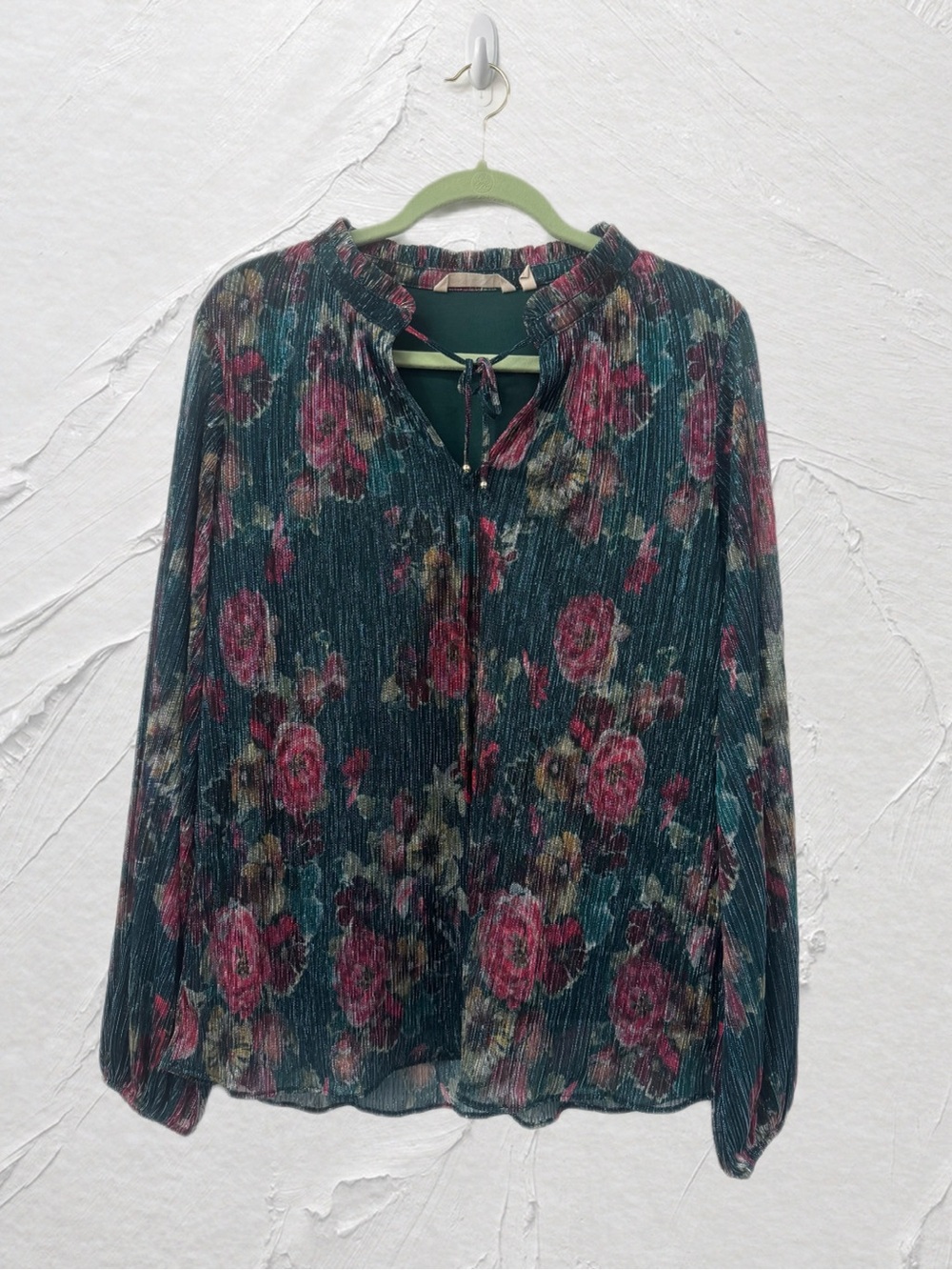 Vintage Soft Surroundings Tie Neck Sparkly Blouse L
